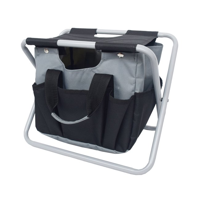 Generic Compact Foldable Camping Stool for Outdoor Activities - Lightweight, Portable, and Durable in Black & Gray