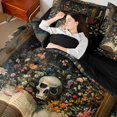 thumbnail image 4 of Homewish Flowers Skull Twin Bedding Sets 7-Piece for Female Men Women,Retro Vintage Bedding Comforter Set Microfiber,Gothic Style Breathable Sheet Sets,Microfiber Bedroom Decor,Reversible, 4 of 8