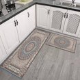 thumbnail image 3 of Boho Light Brown Pattern Kitchen Rugs and Mats Sets Of 2, Funny Kitchen Decoration Rubber Backing Non-Slip Absorbent Mats for Sink Waterproof Runner Rug for Laundry Room 17x30+17x48inch, 3 of 7