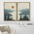 thumbnail image 3 of IDEA4WALL Framed Canvas Print Wall Art Green Pastel Watercolor Mountain Valley, Birds, River Abstract Landscape Modern Art for Living Room, Bedroom, Office - 24"x36"x2 Natural, 3 of 5