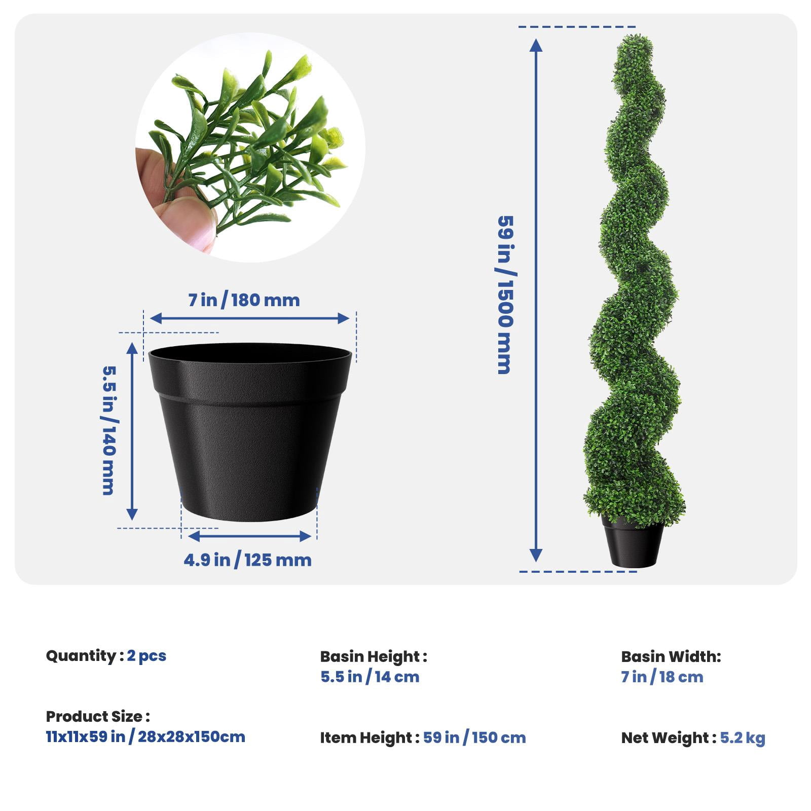 Fake Potted Boxwood Spiral Tree, 5ft, Artificial Outdoor Plant, Easy Installation, Maintenance-Free, Anti-rust Frame, All-Year Green for Wedding Venues, Events