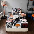 thumbnail image 5 of Manfei Boys Basketball Twin Sheets, Sport Plaid Bedding, Black Red 3-Piece(1 Flat Sheet, 1 Fitted Sheet and 1 Pillowcase), 5 of 6
