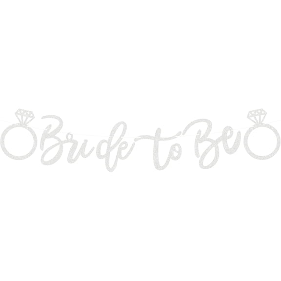 Pre-Strung Bride to Be Banner - Silver Glitter Bridal Shower Decorations Supplies - Bride to Be Sign Bridal Shower Banner for Bachelorette Party, Engagement or Wedding, Photo Booth Prop