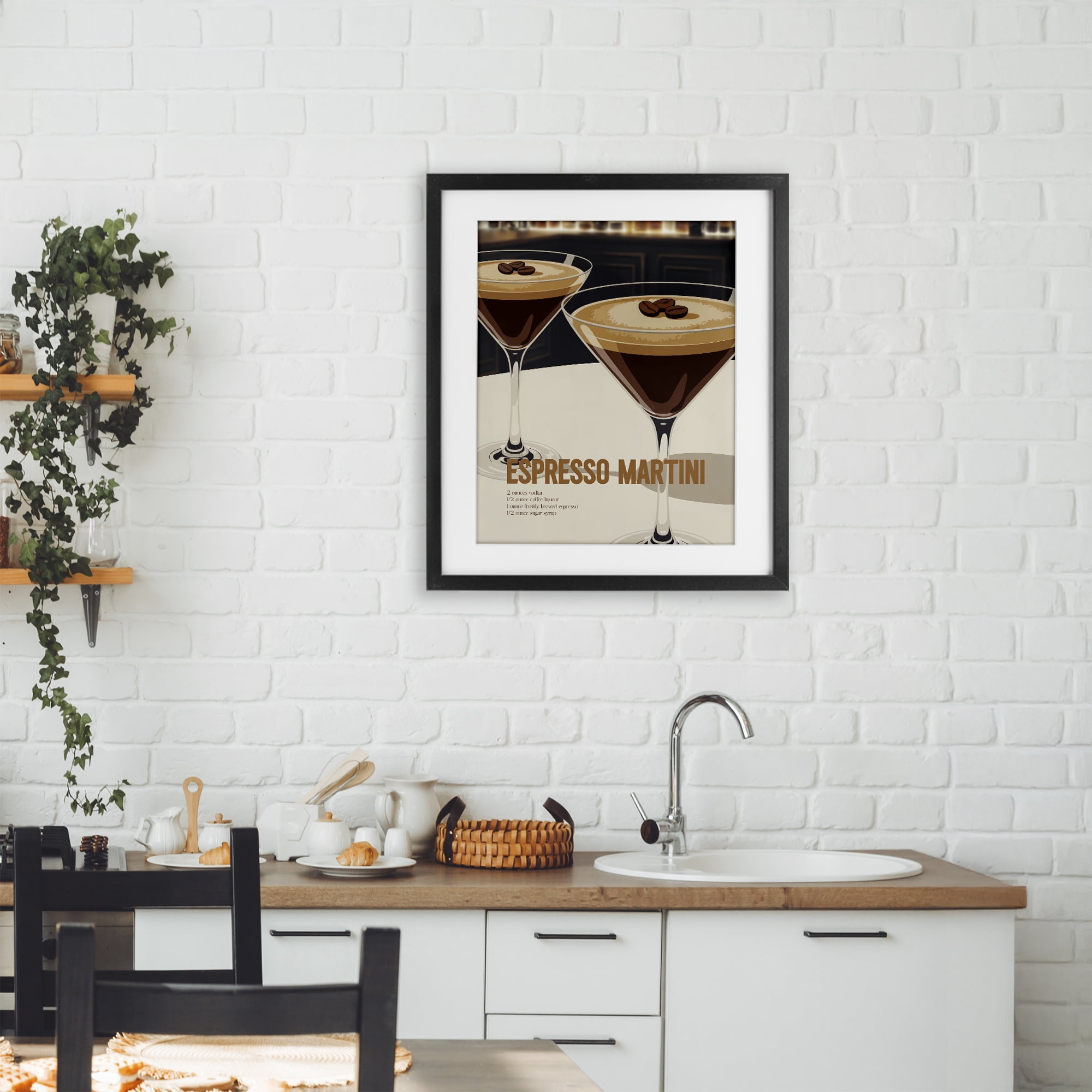 Stupell Industries Sleek Modern Espresso Martini Black Framed Print Under Glass, design by Andreas Magnusson
