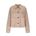 thumbnail image 4 of Women's Faux Suede Cropped Jacket Casual Lightweight Open Front Fall Winter Coat Trendy Outerwear Fashion, 4 of 6