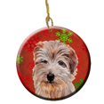 thumbnail image 1 of Norfolk Terrier Flocons de Neige Rouges Ornement en Céramique de Vacances, 1 of 1