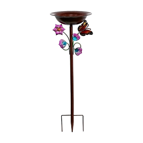 EGNMCR Bird Bath With 5-prong Stand Outdoor Metal Bird Bath For Use In Garden Patio Or Balcony Iron Bird f eeder