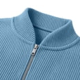 thumbnail image 4 of Fmbrln Mens Quarter Zip Sweatshirt Ribbed Stand Collar Long Sleeve Shirts Fall Winter Solid Color Fashion Casual Pullover Tops with Pocket Light Blue 2XL, 4 of 6