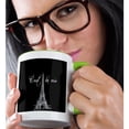 thumbnail image 2 of 3drose, French Black and White Eiffel Tower, 11oz Two-tone Green Mug, 2 of 6