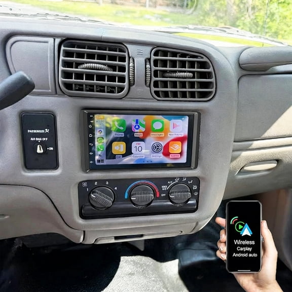 Gsuatey 2 32G Car Radio for Chevrolet S10 2003 2004 with Wireless Carplay/Android Auto, Android Car Stereo 7" Touch Screen with GPS Navigation WiFi Bluetooth FM/RDS Mirror Link SWC Backup Camera
