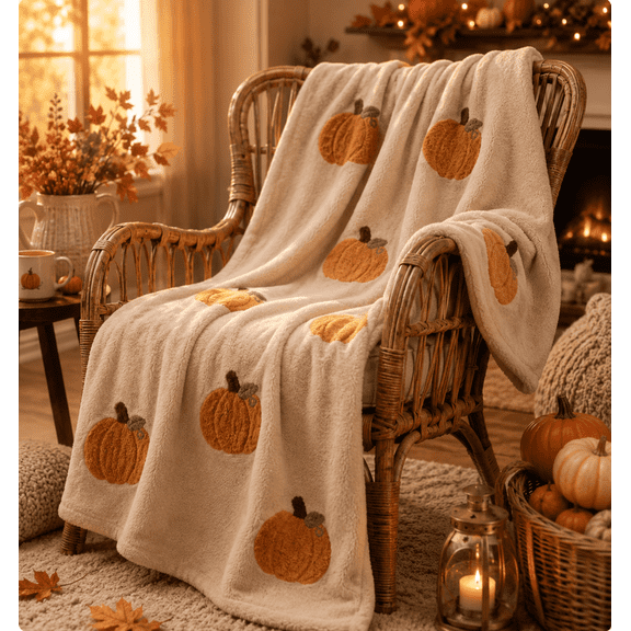 27.6x39.4'' Fall Thanksgiving Throw Blanket, Pumpkin Pattern Soft Warm Autumn Flannel Blanket Thanksgiving Cozy Gifts Home Decor for Couch Chair Sofa Bed