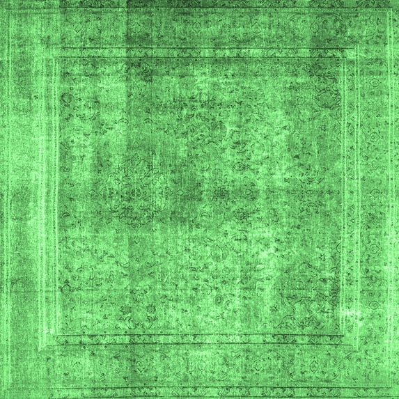 Ahgly Company Indoor Square Persian Emerald Green Traditional Area Rugs, 3' Square