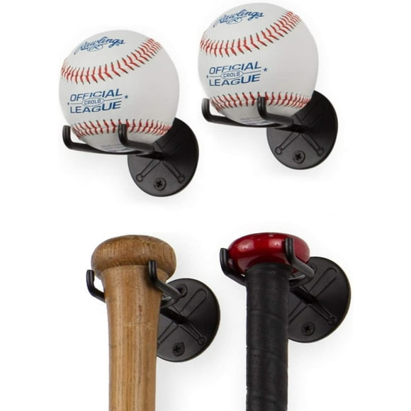 Wallniture Sporta Baseball Holder, Baseball Bat Wall Mount Display Stand for Man Cave, Sports Memorabilia Ball Storage