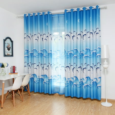 Cute Curtain Joyfeel Clearance Window Curtains Cute Dolphin Blackout Curtain Panel for Bedroom Living Room ()