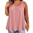 thumbnail image 2 of Zynoxe Plus Size Tank Tops for Women Casual Summer Oversized Crew Neck Tank Top Fashion Pleated Solid Color Sleeveless Tops for Women (Pink,2XL), 2 of 9