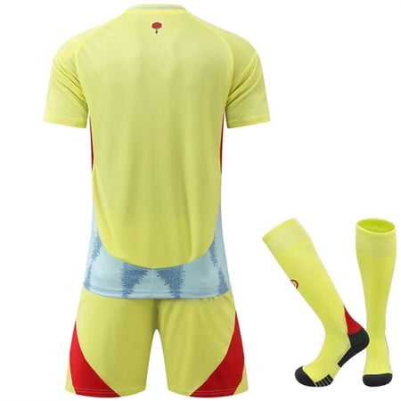 Yellow Spain 2024 Away Activewear Soccer Fans Training Jerseys Kits
