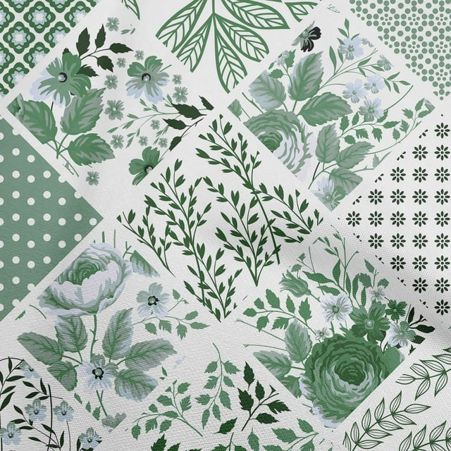 oneOone Tissu Popeline de Coton Vert Foncé Floraux Matériel de Robe Tissu Imprimé Tissu au Mètre 42 Pouces de Large
