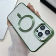 thumbnail image 2 of Designed for iPhone 11 Pro Max Case Clear Magnetic Compatible with MagSafe, Thin Slim Transparent Non Yellowing, Hybrid Soft Silicone Bumper & Hard Plastic Protective Plating Phone Cover, Darkgreen, 2 of 11