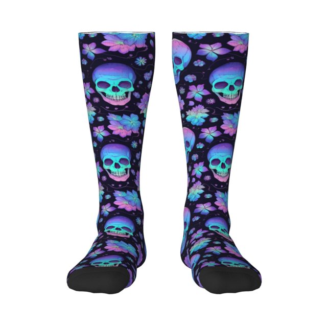 Balery Skull flower funny Calcetines novedosos Calcetines deportivos Calcetines hasta la rodilla Calcetines de algodón Calcetines originales y geniales