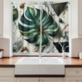 thumbnail image 2 of Ambesonne Monstera Kitchen Curtains, Abstract Mid Century Art, 55"x24", Fern Green Teal and Pale Grey, 2 of 3