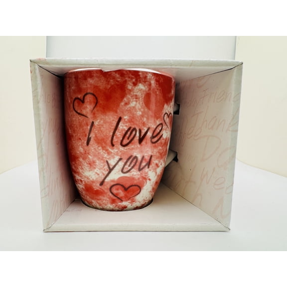 I Love You - A Special Mug for a Special One - Valentine's Special - Ceramic Mug with Red and White Marble Design