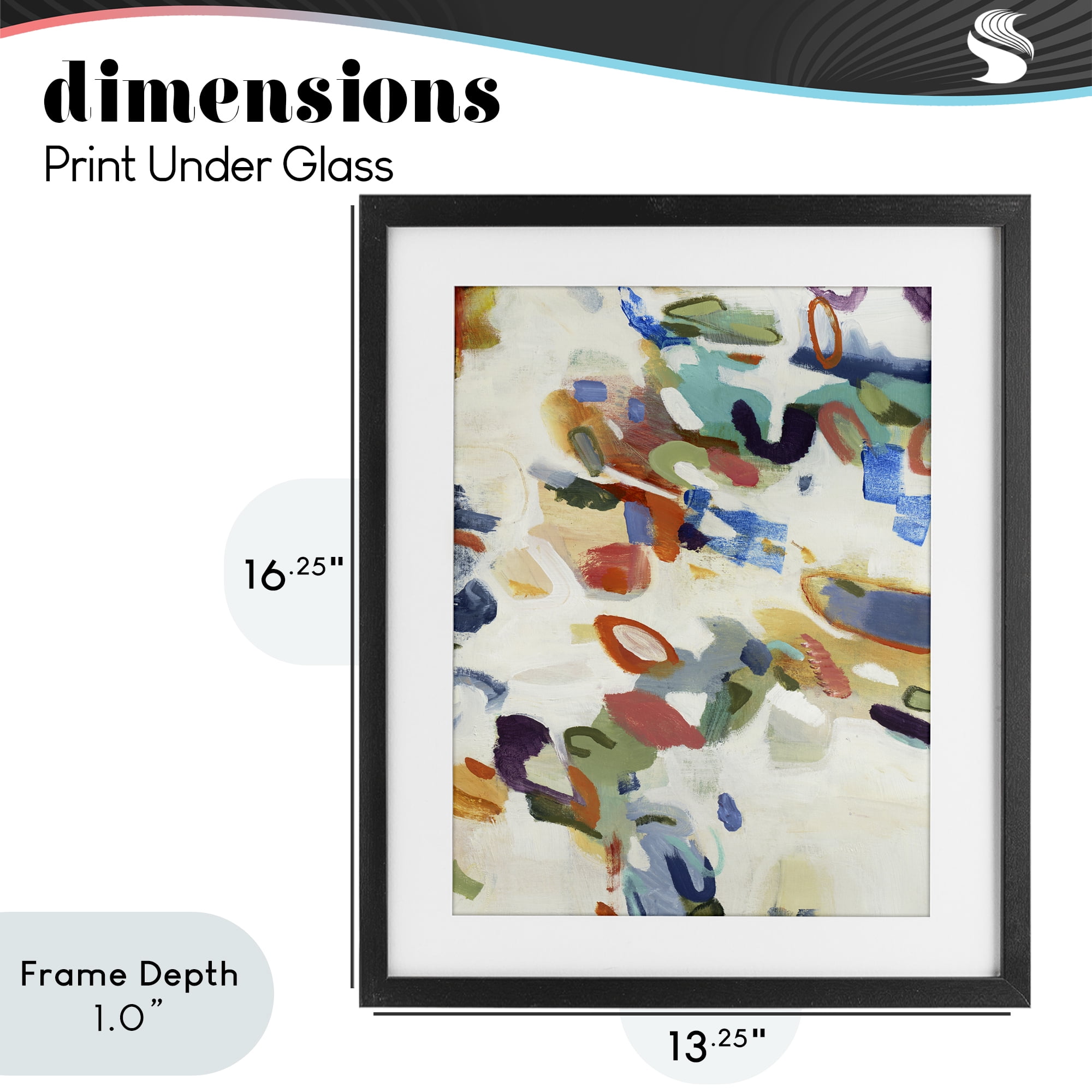 Stupell Industries Multihued Expressive Abstract Black Framed Print Under Glass, design by Lisa Ridgers