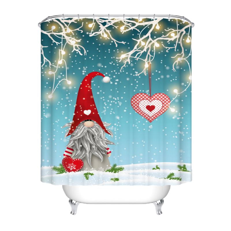 Details about   Cute Snowman Shower Curtain Set Christmas Balls Snowflake Bathroom Decor & Hooks 