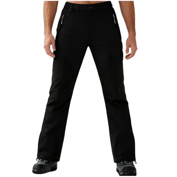 Lovzfmll Men's Color-Block Insulated Snow Pants, Fleece Lined, Water-Resistant, Fashionable for Ski and Winter Wear Black, M