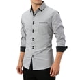 thumbnail image 5 of DeHolifer Mens Dress Shirt Color Block Long Sleeve Business Casual Button Down Work Shirts Gray M, 5 of 6