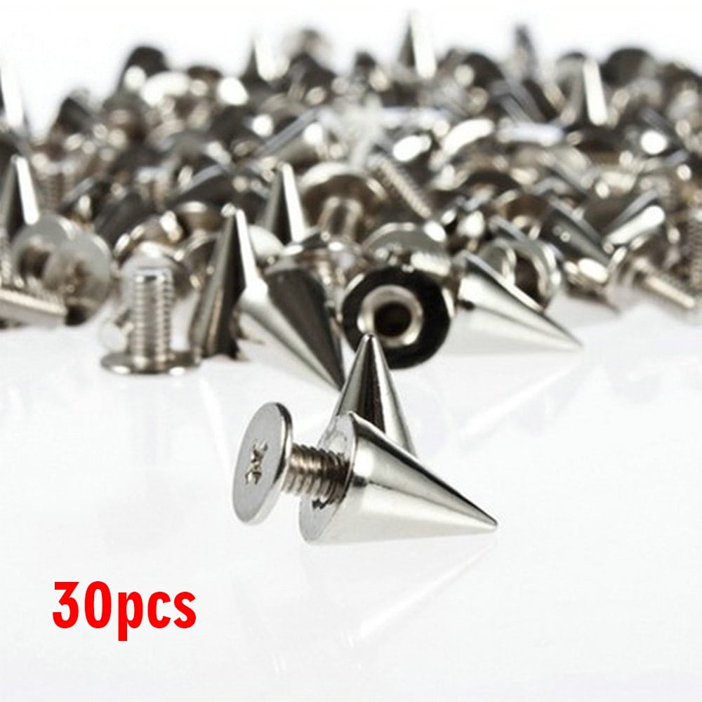US_100Pcs Cone Metal Spikes Leather Rivets Screwback Studs DIY Craft Leather Set 