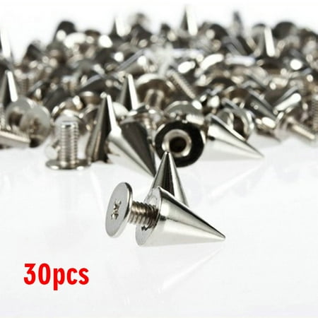 Silver Rivets Cone Shape Spikes Screwback Studs DIY Craft Cool Punk Metal Fixing Tool Kit for Belts Jackets Leather Crafts and Repairing Decorating