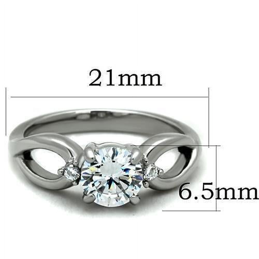 High polished (no plating) Stainless Steel Ring with AAA Grade CZ in Clear for Women Clear Stone Color Style TK1539 Size 8