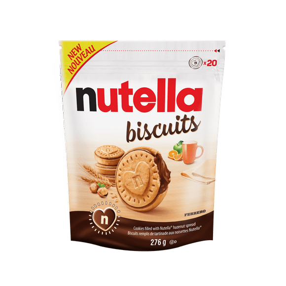 Nutella Biscuits T20x12, Nutella Biscuits- Golden-baked, crunchy Cookies filled with Nutella Hazelnut Spread, 276 Grams, Pack of 20 Cookies