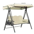 thumbnail image 3 of Swing Canopy Replacement Top for Outdoor Patio Swing 3 Seat 210D Thickened Waterproof Seat Cover without Stand （Grey Canopy&Seat Cover）, 3 of 6