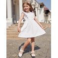 thumbnail image 3 of Vestido Arshiner para niños pequeños, manga con volantes, sin espalda, blanco 2T, 3 of 8