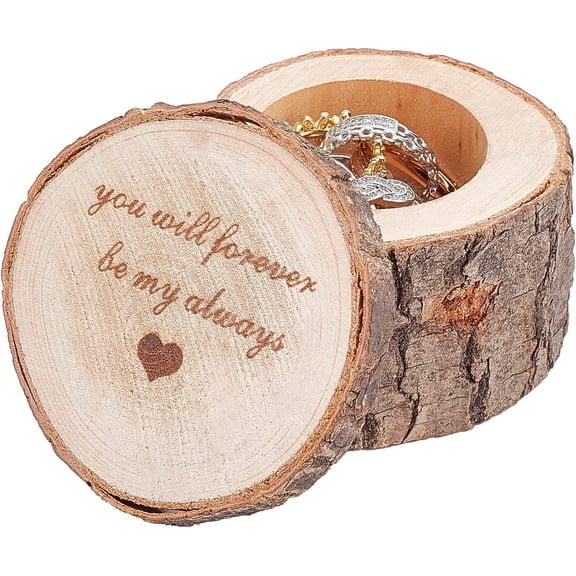 Engraved Proposal Wedding Ring Box Wooden Ring Holder Rustic Shabby Chic Rings Bearer Necklaces Wood Storage Valentine Ceremony Gift Display
