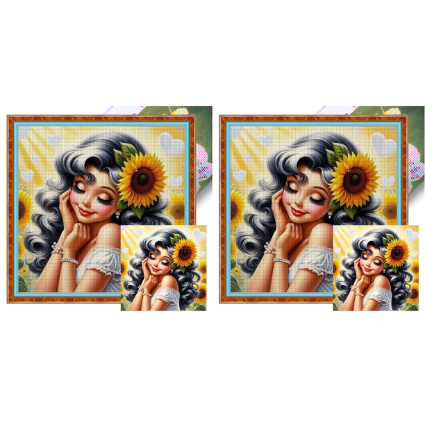 Kit Punto Cruz para Niña Bordado Con Hilo Algodón Ecológico 16CT Arte 50x50cm