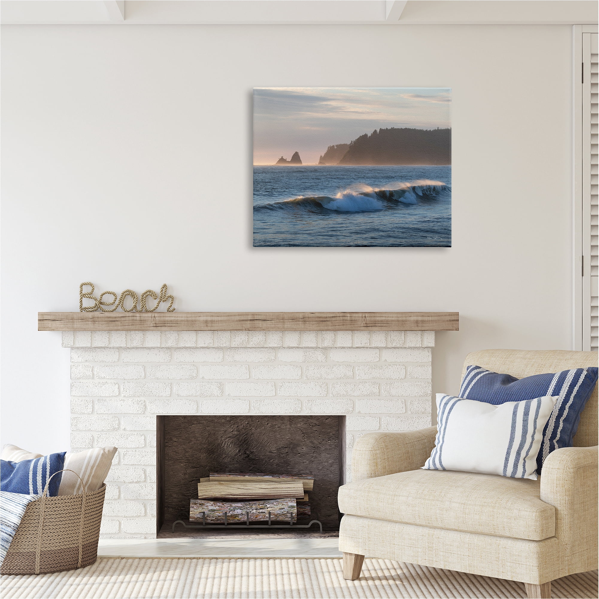 Stupell Industries Rolling Waves Photography Landscape Photography Gallery Wrapped Canvas Art Print Wall Art, 40 x 30