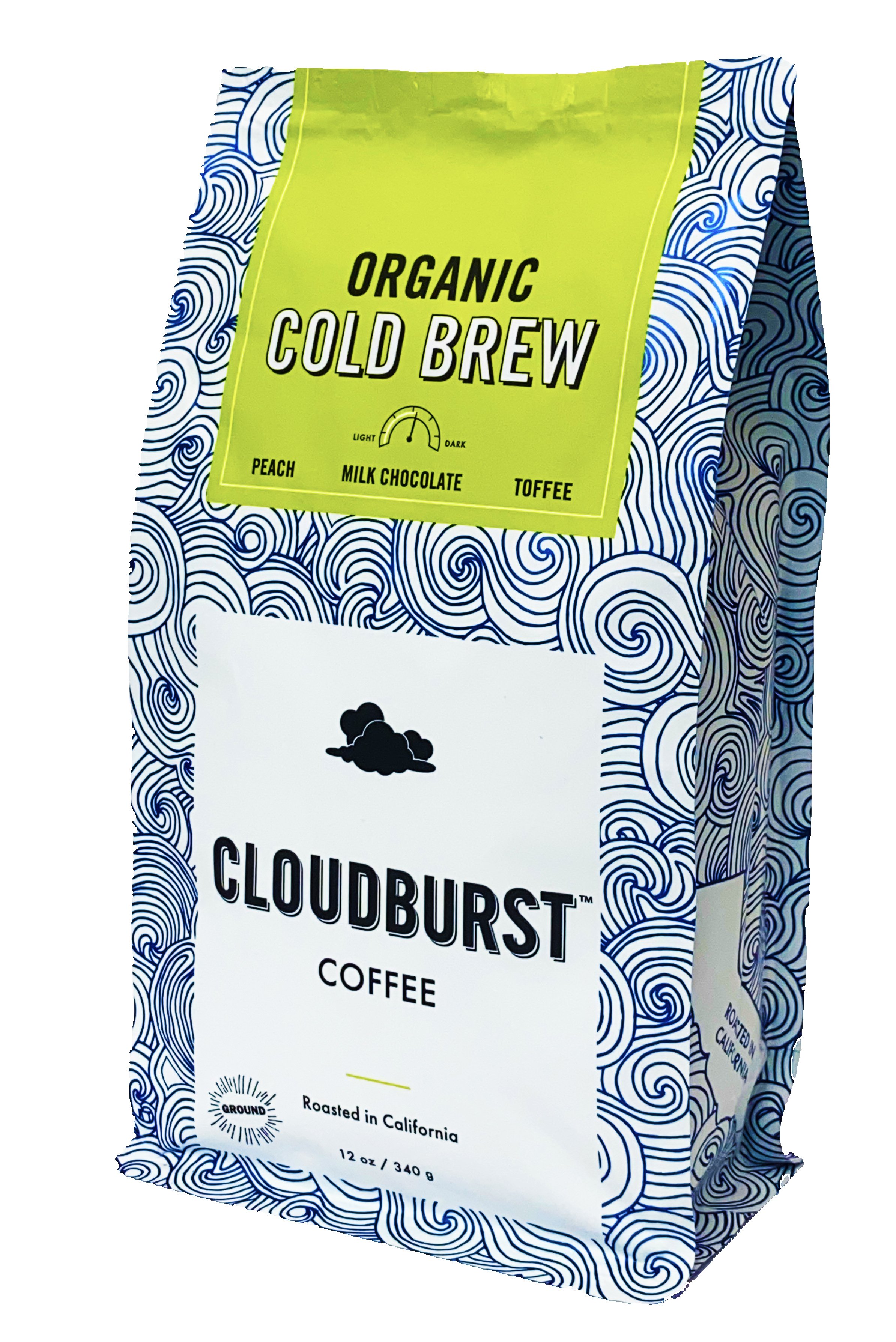 Cloudburst Coffee Cold Brew 100 Organic Ground Coffee 12 oz Bag