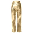 thumbnail image 4 of 2024 Women Pants Casual Classy Imitation Leather Pu Straight Leg With Buttons With Pockets Trousers, 4 of 6