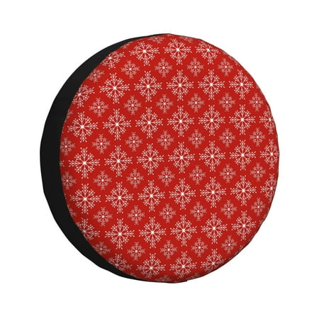 Zeuib Red White Snowflakes Tire Cover Wheel Cover Spare Tire Cover Anti-UV Waterproof spare tire cover for Trailers RV Truck and Camper-15 inch