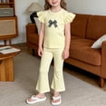 thumbnail image 2 of BLTIBY Toddler Girls 2 Piece Outfits Cute Fashion Ruffle Sleeve Tank Top and Flare Pants Sets Yellow 2 9-10 Years, 2 of 5