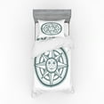 thumbnail image 1 of Compass Duvet Cover Set, Monochrome Vintage Outline Design of Sun with Face Centered Navigation Tool, Bedding Set with Shams and Fitted Sheet, 3 Sizes, by Ambesonne, 1 of 3