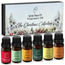 Scent Aura IV The Christmas Collection  Fragrance Oils- Set of 6| Christmas Tree, Mulled wine, Mint, Fireplace, Eggnog Cedar