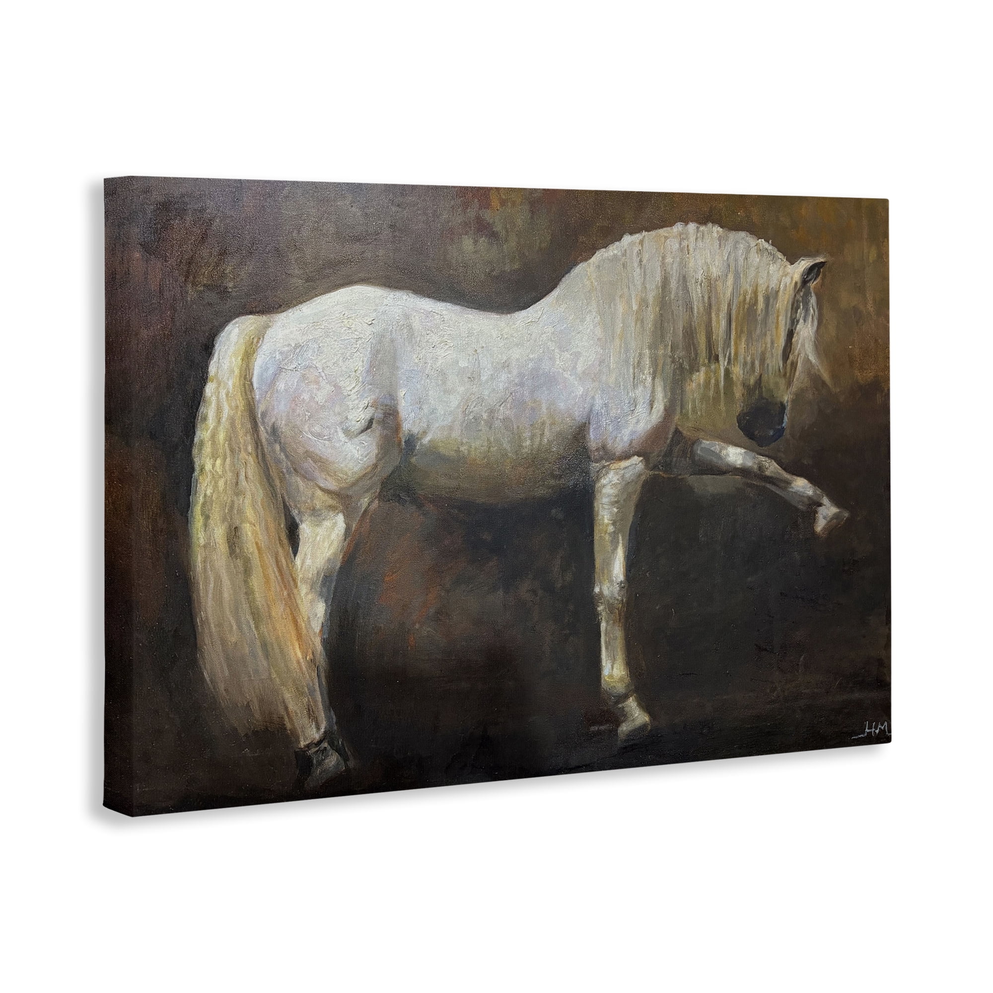 Stupell Industries Elegant White Stallion in Motion Canvas Wall Art, design by Hilary McCarthy