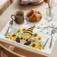 thumbnail image 3 of Placemat Set of 4 Gnome Sunflower Leaves Placemats for Dining Table Floral Wood Grain Washable Table Mats for Kitchen and Party Decor Indoor & Outdoor Use, 3 of 8