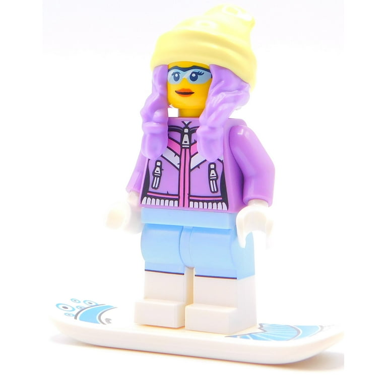 Lego female snowboarder with purple hair