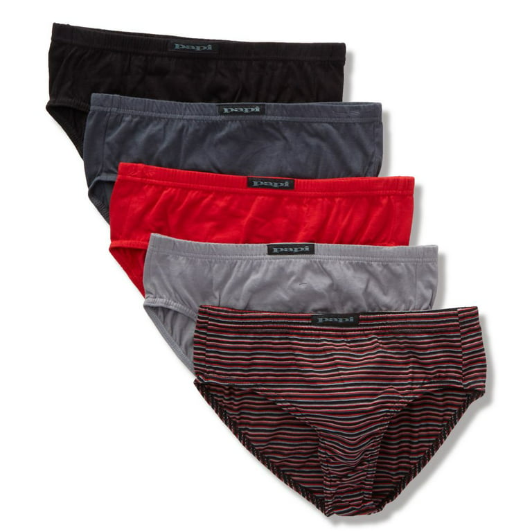 PAPI MEN UNDERWEAR PACK X5 - STRIPED 982 RED - SMALL - LOW RISE
