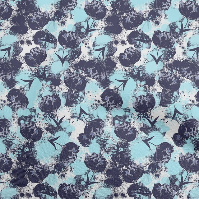 oneOone Velvet Sky Blue Fabric Florals Craft Projects Decor Fabric Printed By The Yard 58 Inch Wide