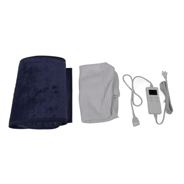 Calentador de pies eléctrico azul con temporizador y 6 niveles de calor, protección múltiple para el hogar y la oficina, enchufe estadounidense, CA 100 V-120 V